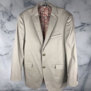 Madison Blazer Mens 40R Modern Fit 2-Button Suit Jacket Coat Tan Beige Formal